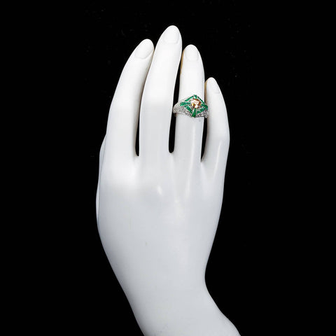 Natural Fancy Vivid Orange Yellow Diamond Art Deco Style Engagement Ring - 1578 - TMW Jewels Co.