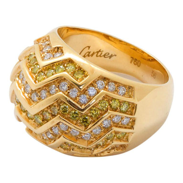 CARTIER Yellow and White Diamond Dome Ring - 3686 - TMW Jewels Co.