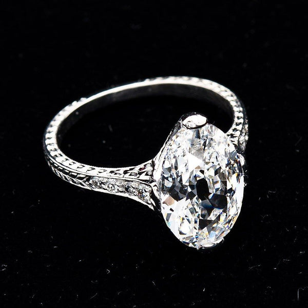 Antique Oval Diamond 3.18 Carat D-IF Platinum Ring Type 2a GIA Certified - 3895-5977 - TMW Jewels Co.