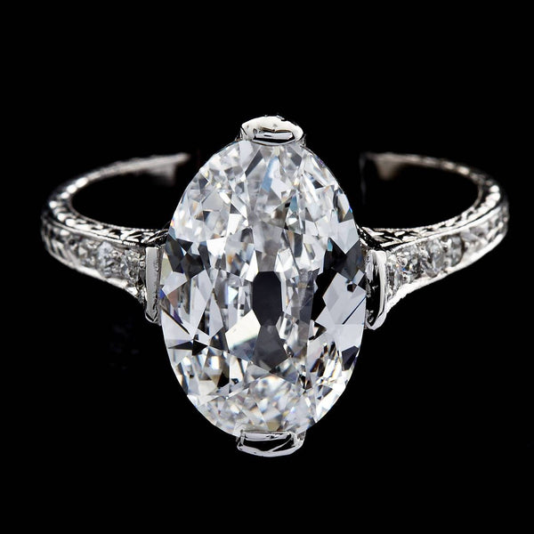 Antique Oval Diamond 3.18 Carat D-IF Platinum Ring Type 2a GIA Certified - 3895-5977 - TMW Jewels Co.