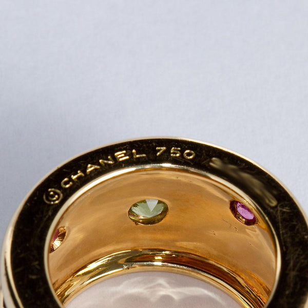 CHANEL Gold Wide Ring with Multi Color Gems - 4921 - TMW Jewels Co.