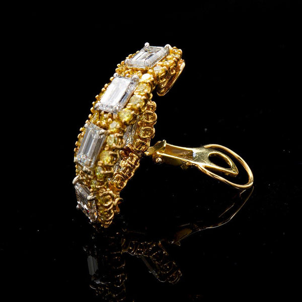 Yellow and White Diamond Gold Hoop Earrings 12.40 Carat - 6821 - TMW Jewels Co.