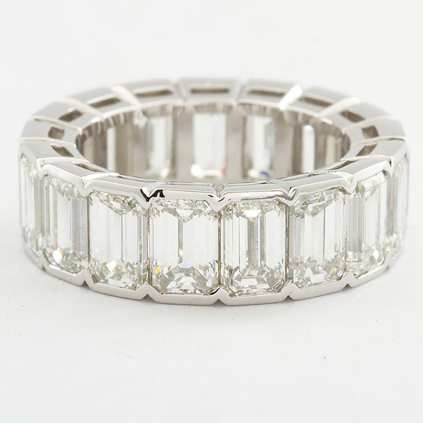 Platinum Emerald Cut Diamond Eternity Band 17 Diamonds 12.00 Carats GIA Certs - - TMW Jewels Co.