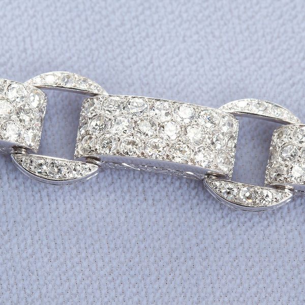 Art Deco French Diamond Link Pave Bracelet 18.50 Carats - TMWJ-1720 - TMW Jewels Co.