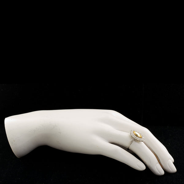 Art Deco Marquise Fancy Intense Yellow Internally Flawless Diamond Engagement Ring - TMWJ-3948 - TMW Jewels Co.