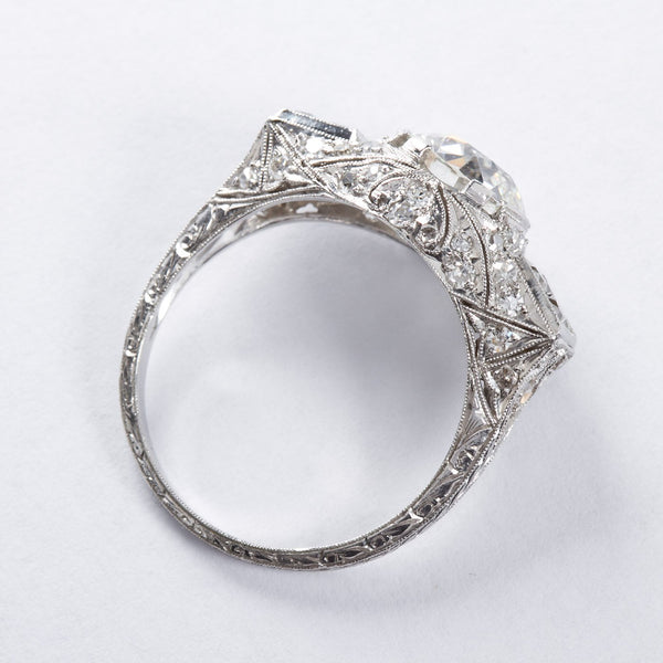 DANIELLE Art Deco 2.25 Carat Old European Cut Diamond Platinum Ring - TMWJ-6564 - TMW Jewels Co.