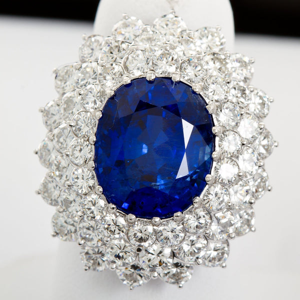 ELAINE Oval Sapphire Diamond Cluster Ring - TMWJ-8570 - TMW Jewels Co.