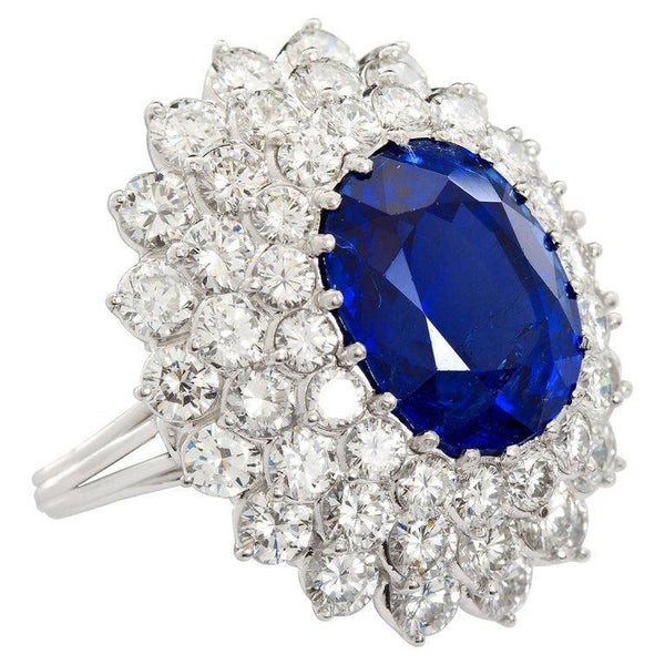 ELAINE Oval Sapphire Diamond Cluster Ring - TMWJ-8570 - TMW Jewels Co.