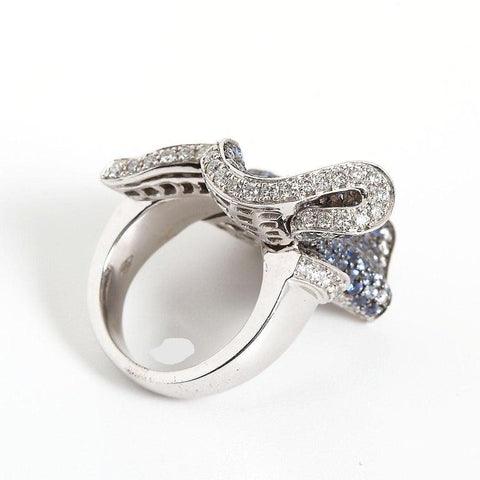 Salavetti Sapphire Diamond Gathered Ribbon Cocktail Ring - TMWJ-8820-1 - TMW Jewels Co.