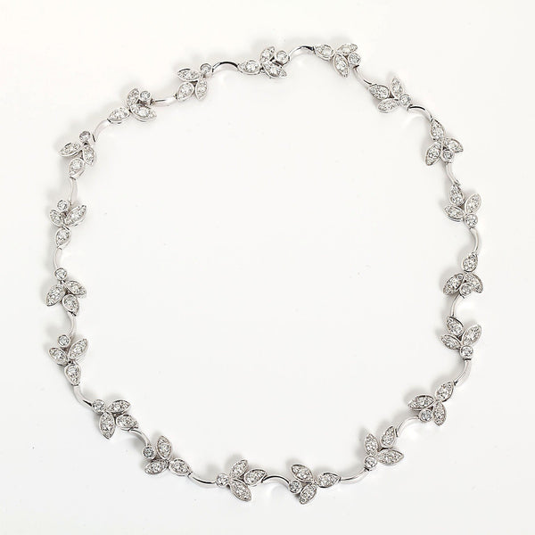 Diamond White Gold Floral Vine Wreath Necklace 8.00 Carats - TMWJ-8821 - TMW Jewels Co.