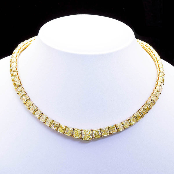 Yellow diamond tennis necklace Clearance
