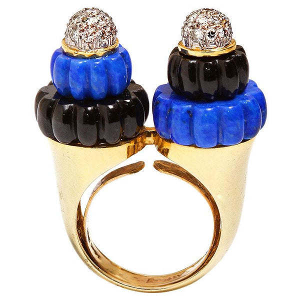 Vintage Diamond & Lapis Lazuli Twin Minarets Ring - 2267 - TMW Jewels Co.