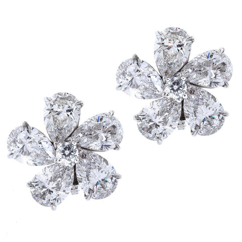 Ten Carat Pear Shape Diamond Flower Earrings - 3588 - TMW Jewels Co.