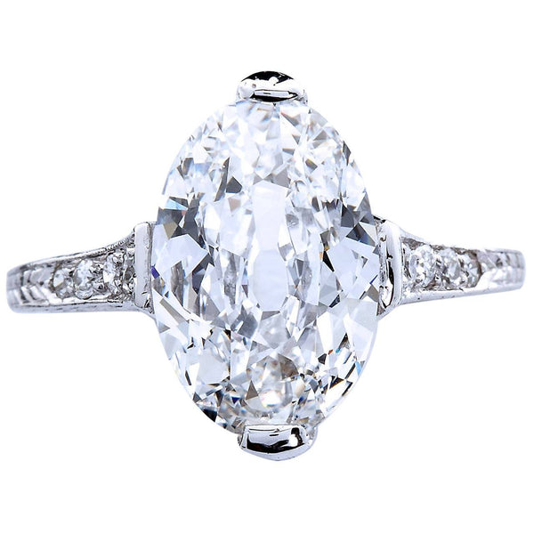 Antique Oval Diamond 3.18 Carat D-IF Platinum Ring Type 2a GIA Certified - 3895-5977 - TMW Jewels Co.
