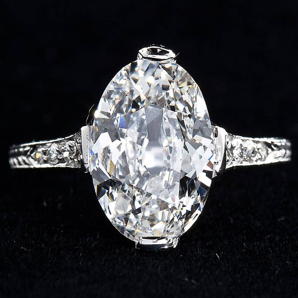 Antique Oval Diamond 3.18 Carat D-IF Platinum Ring Type 2a GIA Certified - 3895-5977 - TMW Jewels Co.