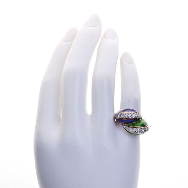 TIFFANY & Co. Blue & Green Enamel Paillonné Ring - 4214 - TMW Jewels Co.