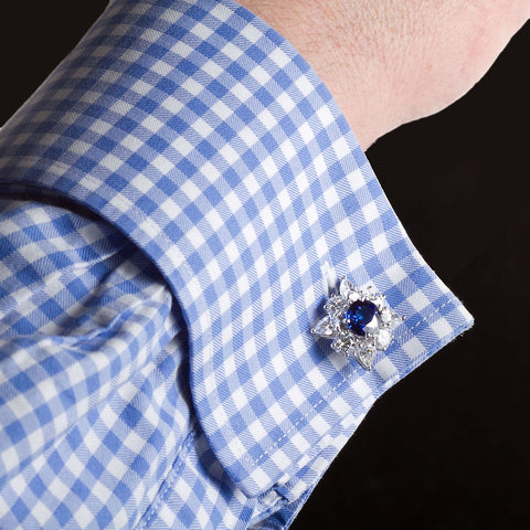 4.63 Carats Sapphire Diamond Cufflinks - - TMW Jewels Co.