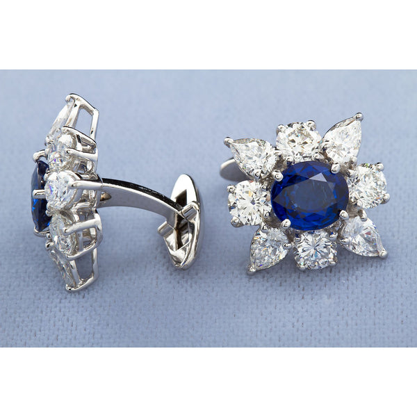 4.63 Carats Sapphire Diamond Cufflinks - - TMW Jewels Co.