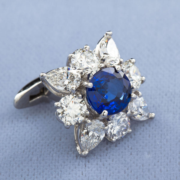 4.63 Carats Sapphire Diamond Cufflinks - - TMW Jewels Co.