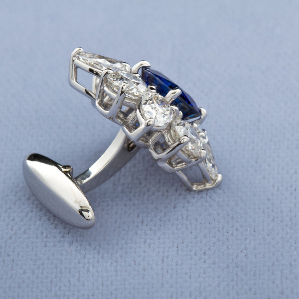 4.63 Carats Sapphire Diamond Cufflinks - - TMW Jewels Co.
