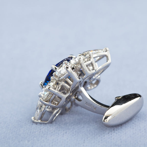 4.63 Carats Sapphire Diamond Cufflinks - - TMW Jewels Co.