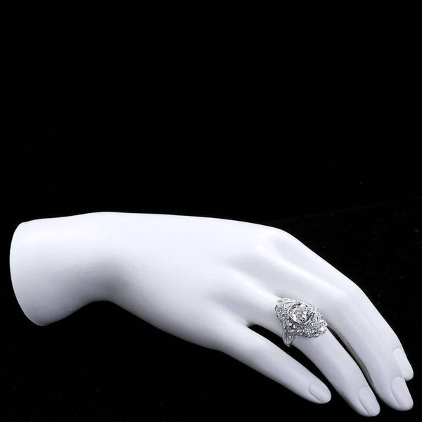 Art Deco 4.60 Carat Old Cushion Cut Diamond Platinum Ring - 5994 - TMW Jewels Co.
