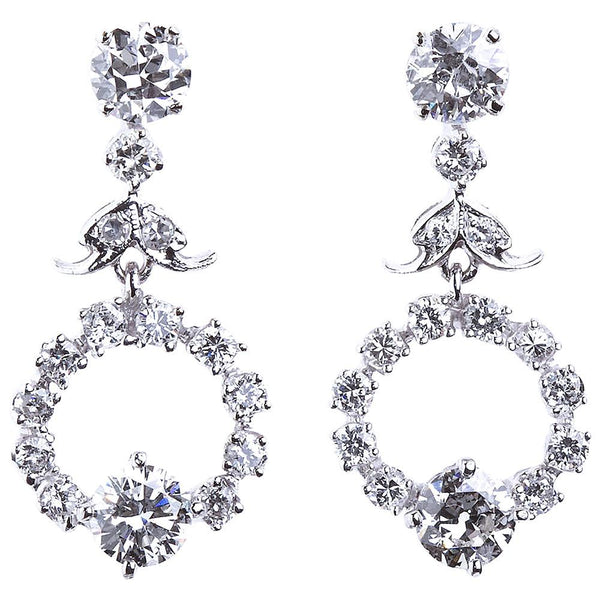 Diamond Drop Hoop Design Earrings - 6236 - TMW Jewels Co.
