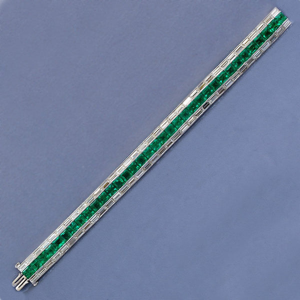 Colombian Emerald Diamond Line Tennis Bracelet - 6567 - TMW Jewels Co.