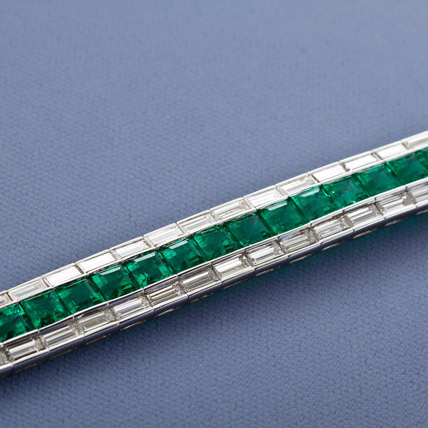 Colombian Emerald Diamond Line Tennis Bracelet - 6567 - TMW Jewels Co.