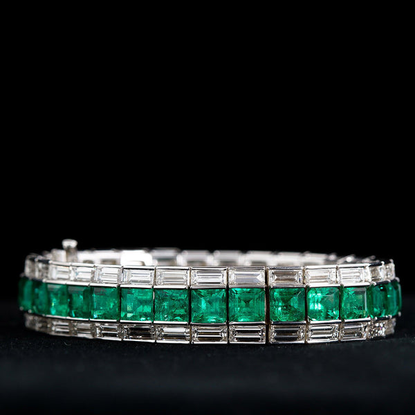 Colombian Emerald Diamond Line Tennis Bracelet - 6567 - TMW Jewels Co.