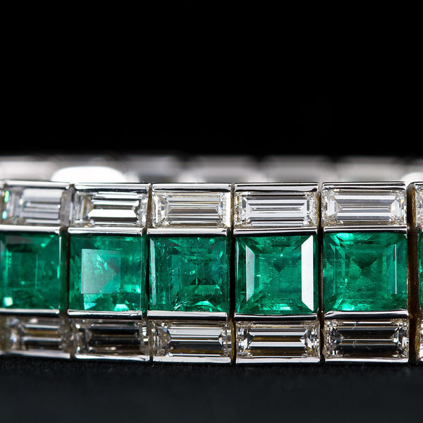 Colombian Emerald Diamond Line Tennis Bracelet - 6567 - TMW Jewels Co.