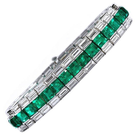 Colombian Emerald Diamond Line Tennis Bracelet - 6567 - TMW Jewels Co.