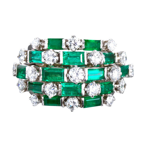 Fine Emerald Diamond Platinum Ring - 6630 - TMW Jewels Co.