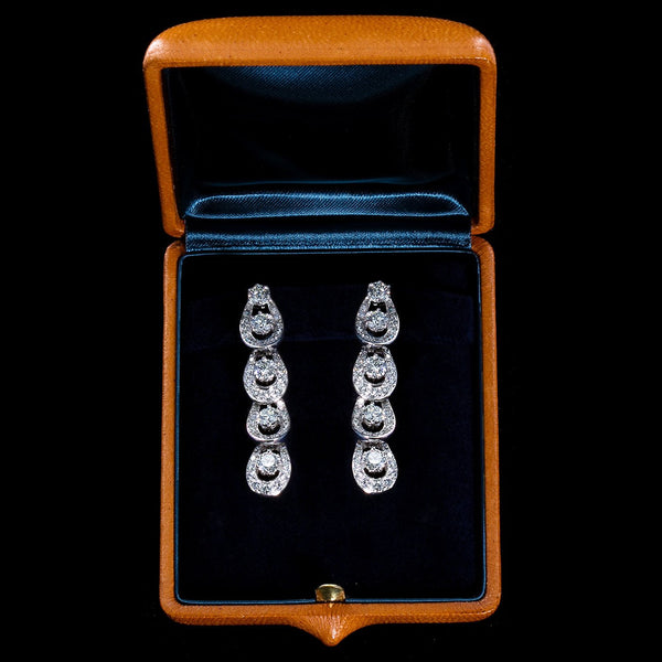 Mini Hoops Diamond Platinum Dangle Earrings - 6652 - TMW Jewels Co.