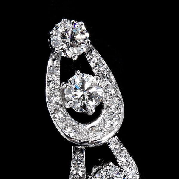 Mini Hoops Diamond Platinum Dangle Earrings - 6652 - TMW Jewels Co.