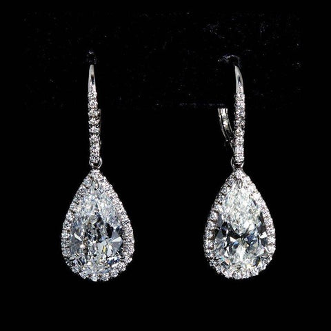 5.29 Carats Pear Shape Diamond Drop Pendant Earrings - 6858 - TMW Jewels Co.
