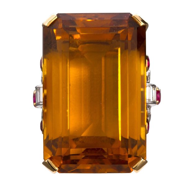 Large 75 Carat Citrine Art Deco Styled Ring - 7141 - TMW Jewels Co.