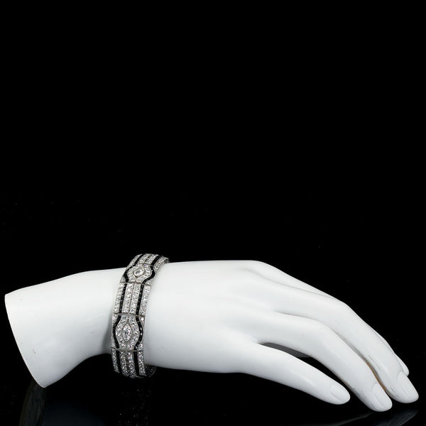 Art Deco Diamond Onyx Bracelet - 7155 - TMW Jewels Co.