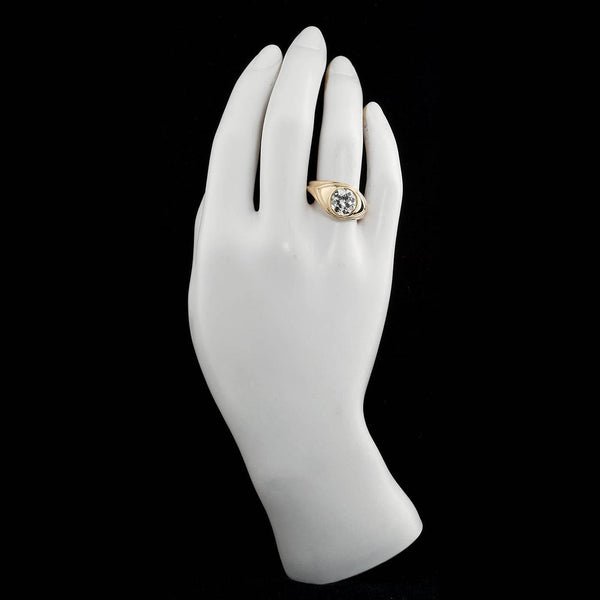 Old European Cut 2.86 Carat Diamond Gold Bezel Gypsy Ring - 7197 - TMW Jewels Co.