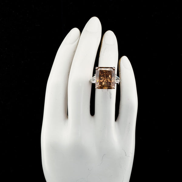 Twenty Carat Fancy Chocolate Brown Radiant Cut Diamond Ring CE - 7532-7531 - TMW Jewels Co.