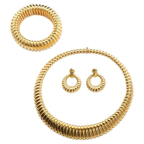 Van Cleef & Arpels Tubogas Necklace Bracelet Earring Set - P9003 - TMW Jewels Co.