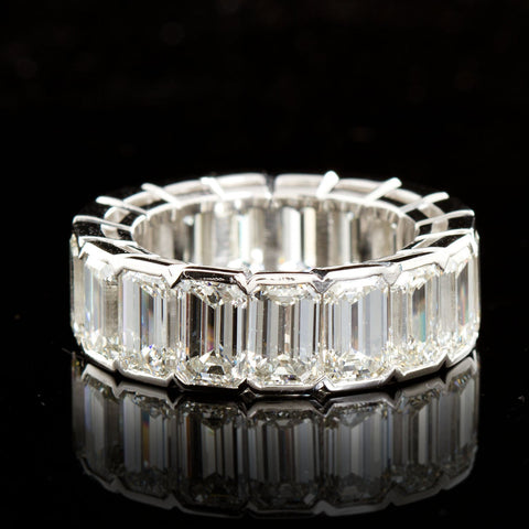 Platinum Emerald Cut Diamond Eternity Band 17 Diamonds 12.00 Carats GIA Certs - - TMW Jewels Co.