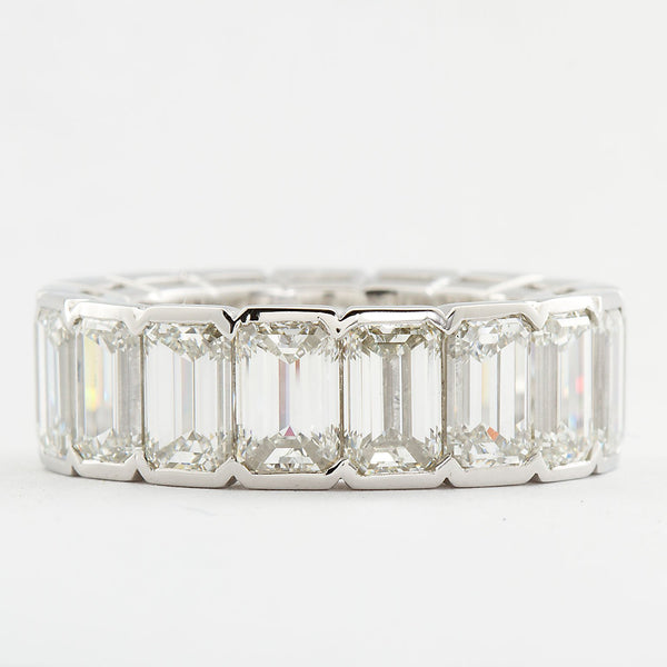 Platinum Emerald Cut Diamond Eternity Band 17 Diamonds 12.00 Carats GIA Certs - - TMW Jewels Co.