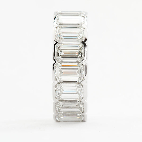 Platinum Emerald Cut Diamond Eternity Band 17 Diamonds 12.00 Carats GIA Certs - - TMW Jewels Co.