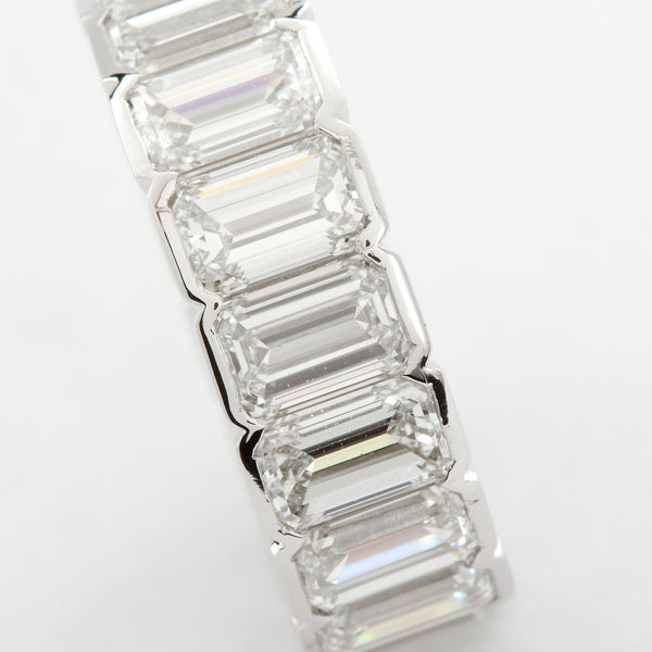 Platinum Emerald Cut Diamond Eternity Band 17 Diamonds 12.00 Carats GIA Certs - - TMW Jewels Co.