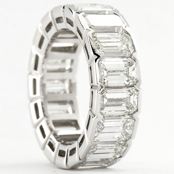 Platinum Emerald Cut Diamond Eternity Band 17 Diamonds 12.00 Carats GIA Certs - - TMW Jewels Co.