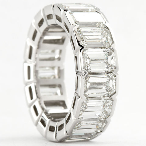 Platinum Emerald Cut Diamond Eternity Band 17 Diamonds 12.00 Carats GIA Certs - - TMW Jewels Co.