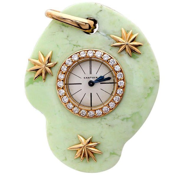 Cartier Paris Rare Art Deco Jade Pocket Watch Pendant by Edmond Jaeger - TMWJ-1086 - TMW Jewels Co.