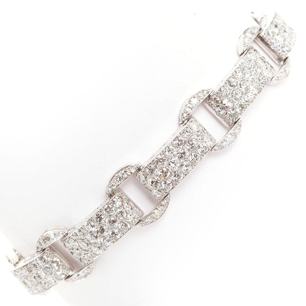 Art Deco French Diamond Link Pave Bracelet 18.50 Carats - TMWJ-1720 - TMW Jewels Co.