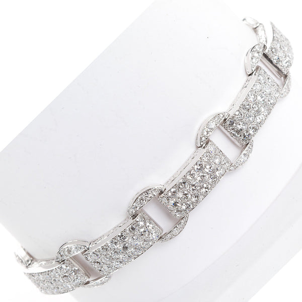 Art Deco French Diamond Link Pave Bracelet 18.50 Carats - TMWJ-1720 - TMW Jewels Co.
